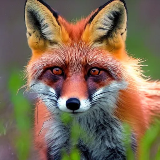 Image similar to a red fox with glowing eyes