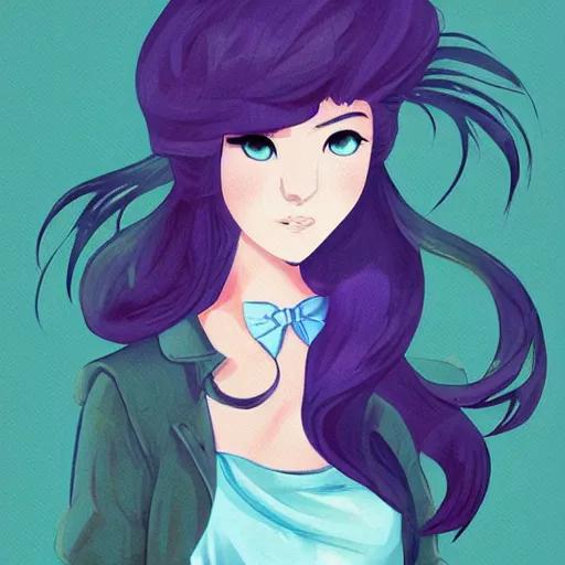 Image similar to female character inspired by 9 0's fashion and by madeline from celeste, art by rossdraws
