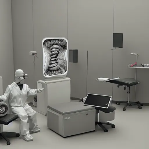 Prompt: diorama of radiology procedure, product photo