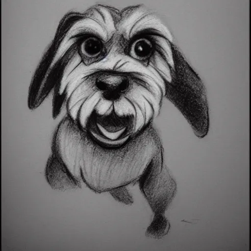 Image similar to milt kahl pencil sketch of happy mini schnauzer