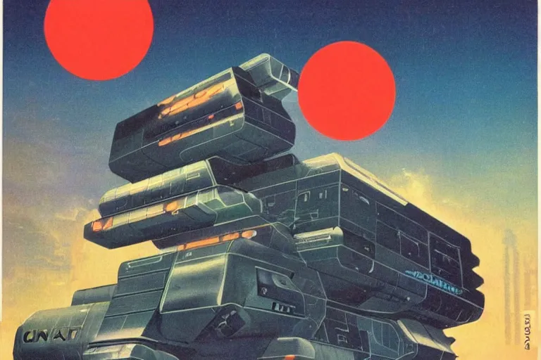 Prompt: 1 9 7 9 omni magazine cover of nakagin capsule tower by vincent di fate