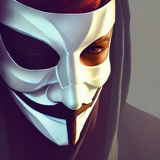 Image similar to anonymous hacker wears mask, digital art, photorealistoc, art by greg rutkowski, hyperdetailed, western comic style, comic, comic style, sharp lineart, professional lighting, deviantart, artstation, trevor henderson, rossdtaws, cinematic, dramatic