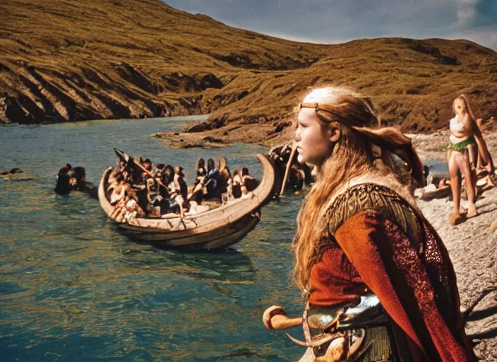 Image similar to photo of the saga of the viking women and their voyage to the waters of the great sea serpent, fujifilm velvia 5 0