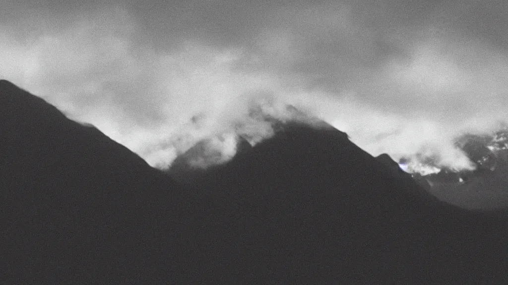 Prompt: film still of the silhouette of a rock band playing in the altiplanic plain with the illimani in the background, film by werner herzog, mysterious foggy atmosphere, orthochromatic look filter, cinematic photography, 3 5 mm, highly detailed, 4 k