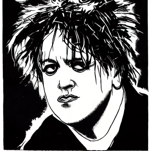 Image similar to robert smith, portrait, by guido crepax
