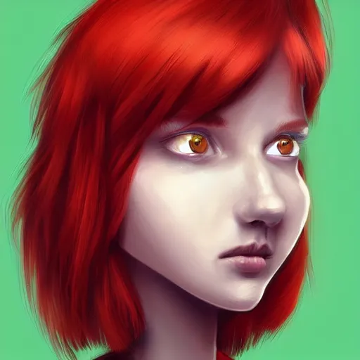 Prompt: a portrait of red hair gir, art by sam does art, highly detailed, digital painting, concept art, sharp focus, illustration, trending on artstaion