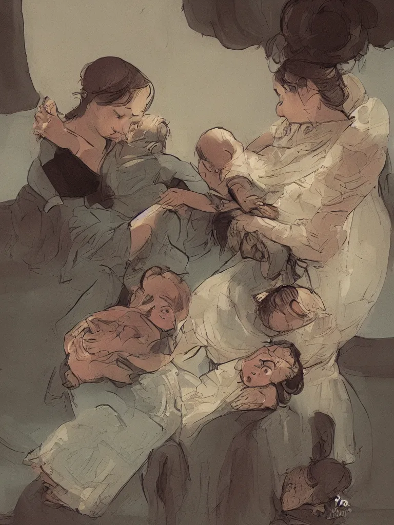 Image similar to motherhood by Disney Concept Artists, blunt borders, rule of thirds