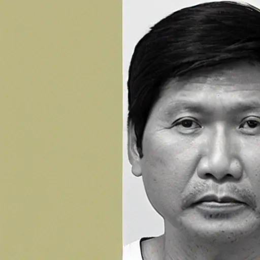 Prompt: mugshot photo of BongBong Marcos, realistic,