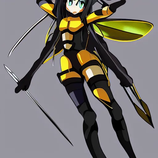 Image similar to anime art humanization wasp with sword