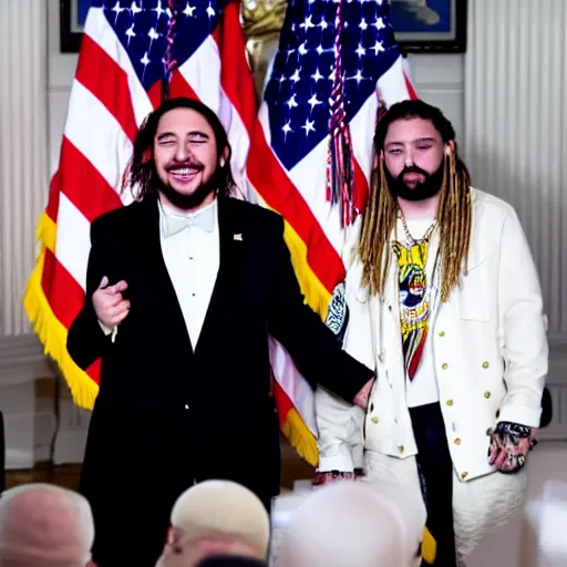 Image similar to Post Malone is officially elected president of the United States, White House photographer