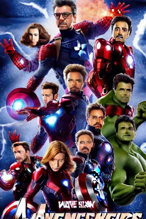 Image similar to movie poster of the avengers starring rowan atkinson, highly detailed, extremely high quality, hd, 4 k, 8 k, professional photographer, 4 0 mp, lifelike, top - rated, award winning, realistic, detailed lighting, detailed shadows, sharp, no blur, edited, corrected, trending