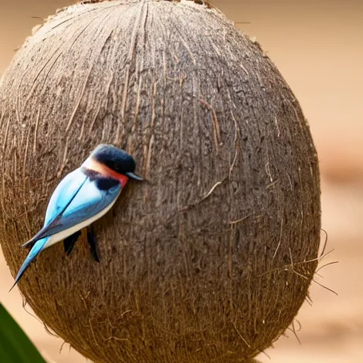 Image similar to photo of an african swallow carrying a coconut