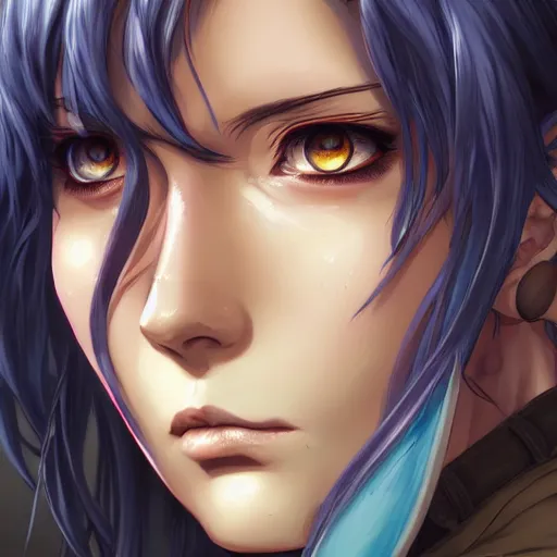 Image similar to a portrait of revy from black lagoon manga, symmetrical eyes, symmetrical face, art by lois van baarle and loish and ross tran and rossdraws and sam yang and samdoesarts and artgerm, digital art, highly detailed, intricate, sharp focus, trending on artstation hq, deviantart, unreal engine 5, 4 k uhd image