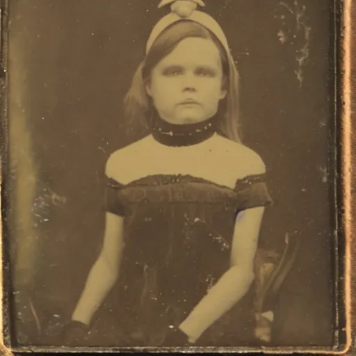 Image similar to tintype photo, girl with horns
