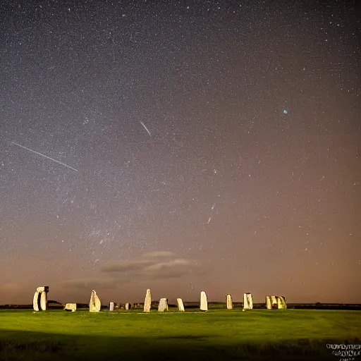 Image similar to 8 hrs shot over 3 nights of the perseid meteor shower over stonehenge