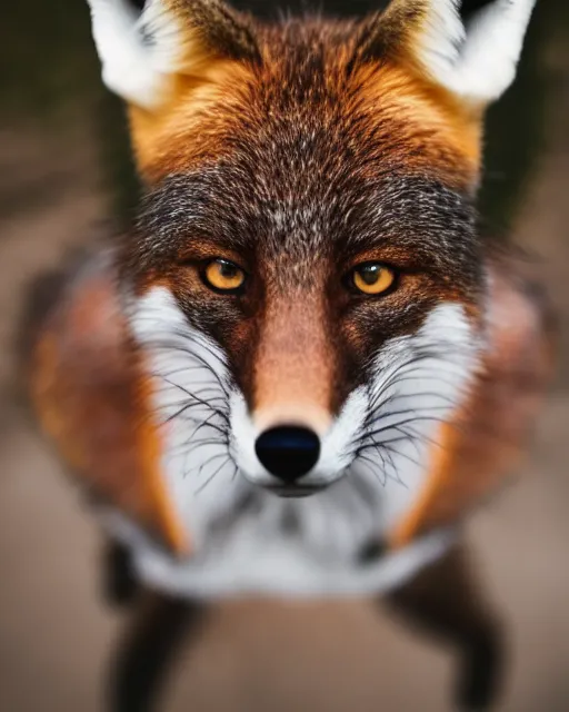 Image similar to portrait photo headshot still of a fursuit, 8 k, 8 5 mm f 1. 8, fursuit, fox