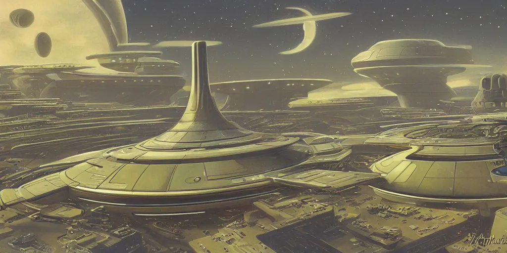 Image similar to a giant apple spaceship by aaron horkry and ralph mcquarrie