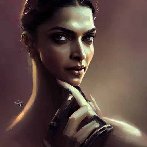 Image similar to “ portrait of deepika padukone by greg rutkowski, young, attractive, highly detailed portrait, scifi, digital painting, artstation, concept art, smooth, sharp foccus ilustration, artstation hq ”