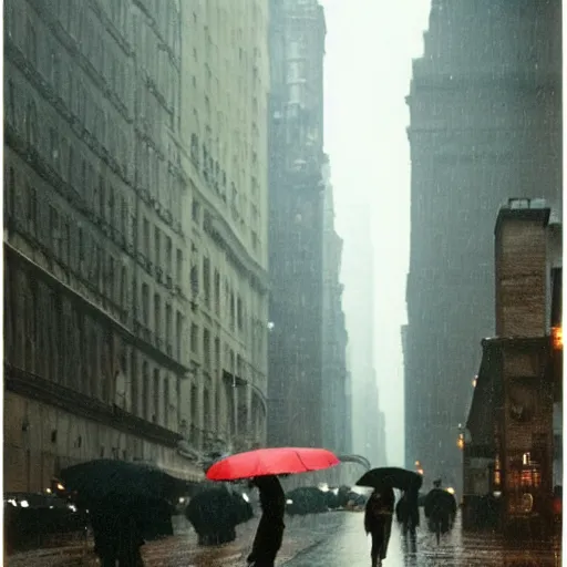 Prompt: a photo in a perfect rainy street of new york, by saul leiter, photography, ultra detailed, beautiful, real, extremely precise, elegant