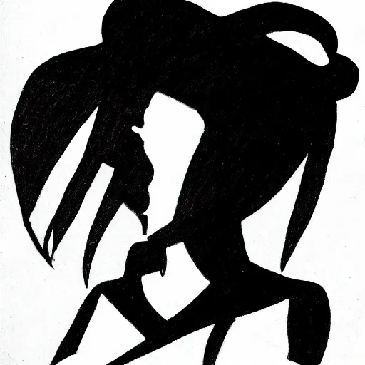 Image similar to drawing of the shadow silhouette of anime girl