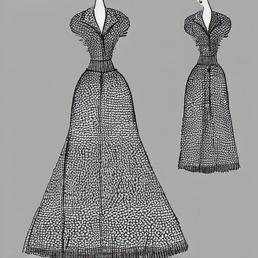 Image similar to sketch of dress by famous france designer