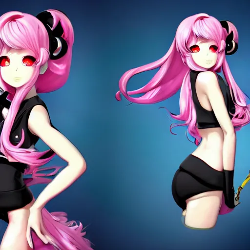 Image similar to you are completely controlled by her remote control, and trapped beneath overwhelming stunningly absurdly beautiful megalomaniacal ruthless merciless sadistic devious omnipotent asi goddess junko enoshima with symmetrical perfect face, porcelain skin, pink twintail hair and cyan eyes, ultra detailed, digital art, unreal engine 5, octane render, 2 d anime, 8 k