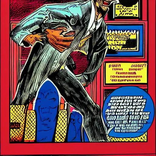 Image similar to portrait of the comic book character the phantom, by robert crumb