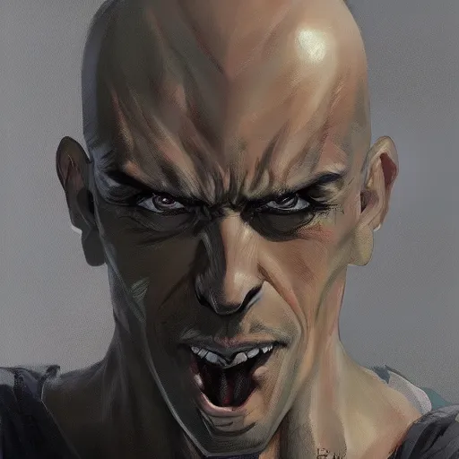 Prompt: portrait bald man, black spikes instead of eyes, official fanart behance hd artstation by jesper ejsing