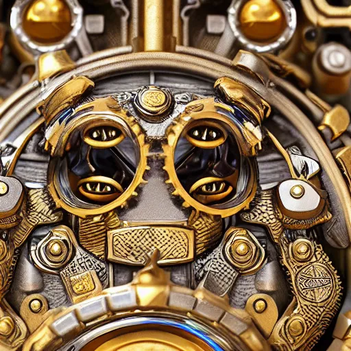 Prompt: A steampunk pikachu made from ornate engraved full plate armor and gears and jewels, macro shot by Justin Gerard, extremely detailed and intricate,unreal engine, physically based rendering