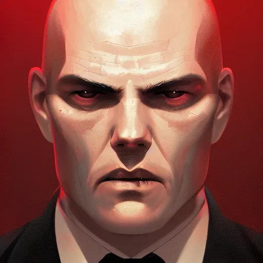 Prompt: a portrait of agent 4 7 from hitman with multiple faces formed into one, dark background, red rim light, highly detailed, digital art, artstation, concept art, smooth, sharp focus, greg rutkowski, wlop