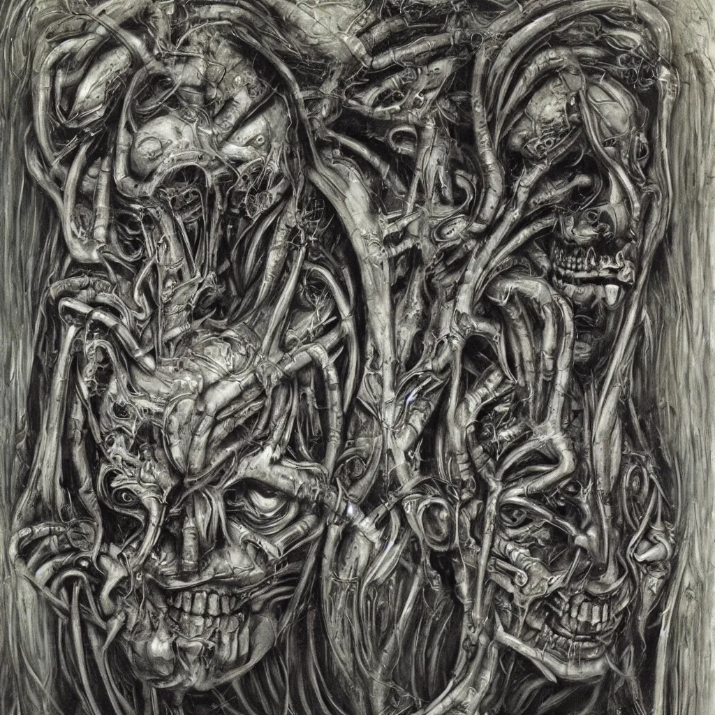 Prompt: subconscious psyche portrait by giger
