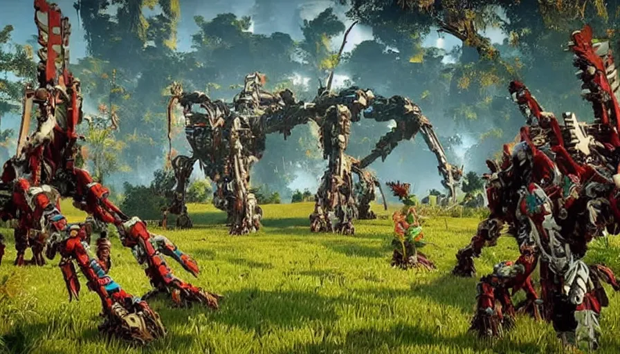 Prompt: a machine from horizon zero dawn invading kerala