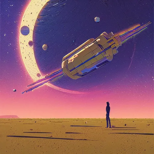 Image similar to Liminal space in outer space by Jean Giraud and Simon Stålenhag