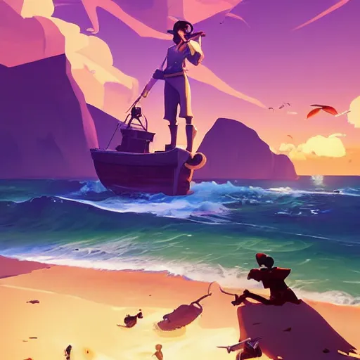 Image similar to painting treasure on sea of thieves game smooth median photoshop filter cutout vector, behance hd by jesper ejsing, by rhads, makoto shinkai and lois van baarle, ilya kuvshinov, rossdraws global illumination