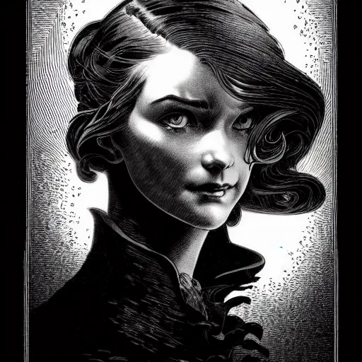 Image similar to portrait soft light, by bernie wrightson and jillian eng and joe fenton, inspired victorian sci - fi, etching, fine, sharp high detail,
