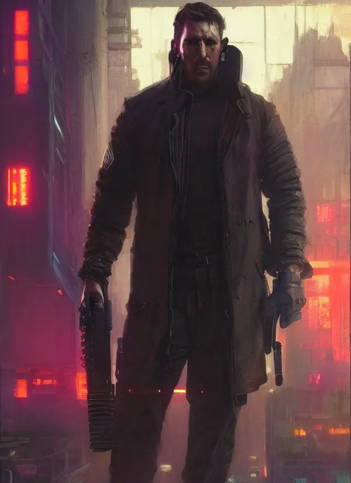 Prompt: Modern Howard Taft. Cyberpunk assassin in tactical gear. blade runner 2049 concept painting. Epic painting by Craig Mullins and Alphonso Mucha. ArtstationHQ. painting with Vivid color. (rb6s, Cyberpunk 2077, matrix)