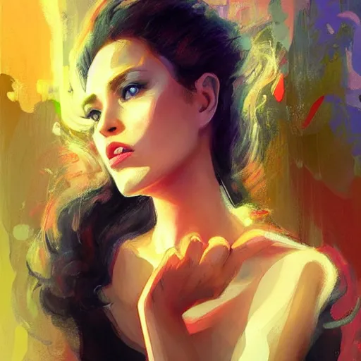 Prompt: electric woman with eyes open, cute - fine - face, pretty face, oil slick hair, realistic shaded perfect face, extremely fine details, realistic shaded lighting, dynamic background, artgerm, 8 k ultra realistic, highly detailed, art by sylvain sarrailh, alena aenami, jeremy lipkin, michael garmash, ando tadao, kan liu