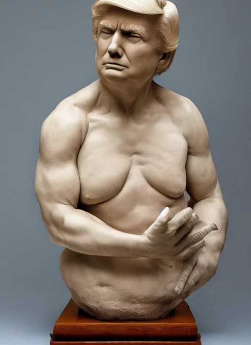 Image similar to Donald Trump, sculpture by Michelangelo, highly detailed, 8k