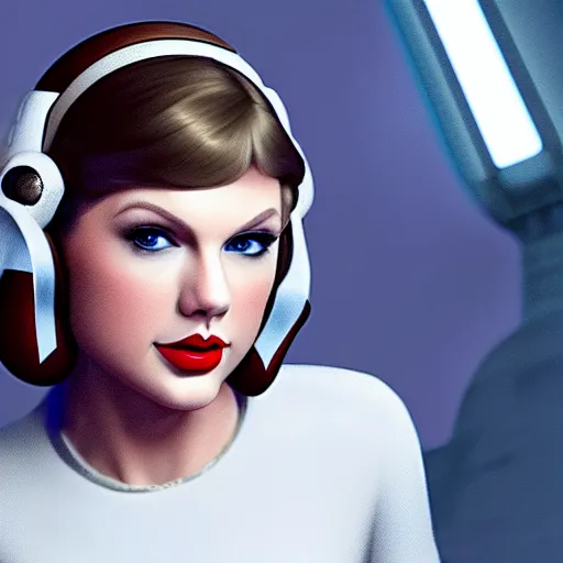 Image similar to Portrait of Taylor Swift as Princess Leia in Star Wars, professional digital painting, smooth, sharp focus, Unreal Engine 5, 8K