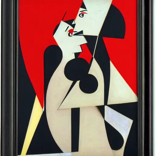 Image similar to two mechanical women kissing by el lissitzky, big tech corporate art style, memphis design, bauhaus