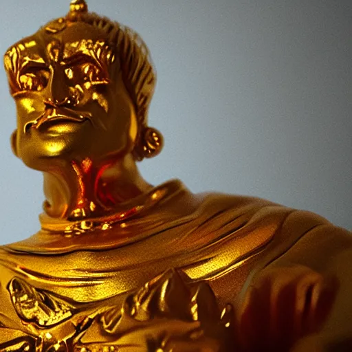 Image similar to a golden yogi man, tarot card, sharp focus, volumetric lighting, trending on artstation, 8k, by caravaggio