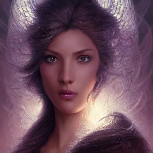 Prompt: detailed portrait of beauty white mage made of iridescent smoke, dark fantasy, sharp focus, vibrant, vivid, magical shiny skin, symmetry, highly detailed, 4 k digital painting, detailed skin, crystal, magical, raytracing, plasma, artistic, concept art by artgerm, greg rutkowski, alphonse mucha, unreal engine render,