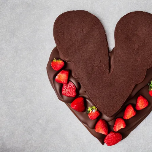 Prompt: a heart shaped brown yorkshire dog made of chocolate and strawberries, art