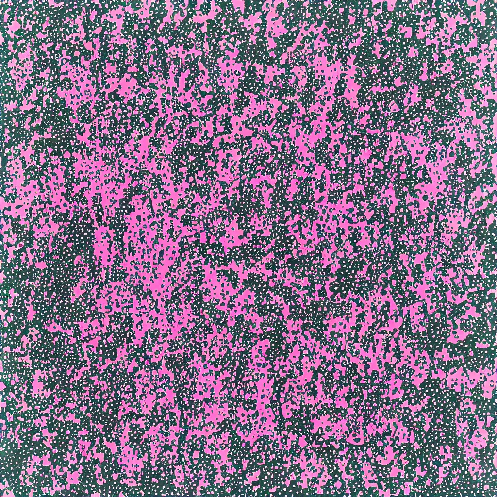 Image similar to camo made of out teeth, smiling, abstract, maya bloch artwork, pink convertible, do hoang tuong artwork, cryptic, dots, stipple, lines, splotch, concrete, color tearing, pitch bending, faceless people, tribal, dark, ominous, eerie, minimal, points, technical, painting