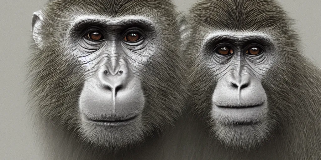 Prompt: A highly detailed monkey, imax render, 8K resolution, trending on artstation, style of alan lee and john howe