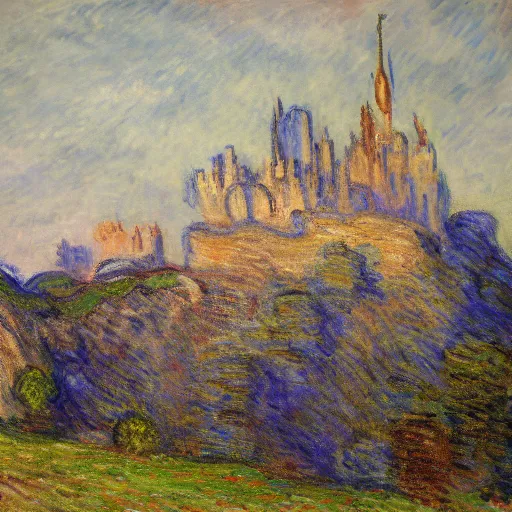 Image similar to castle siege, ultrawide, oil on canvas, by Monet