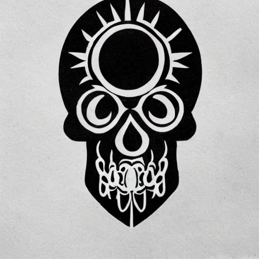 Image similar to tattoo design, stencil, tattoo stencil, traditional, a world famous tattoo of a geometric skull with a galaxy coming out of the top of its head-s 100