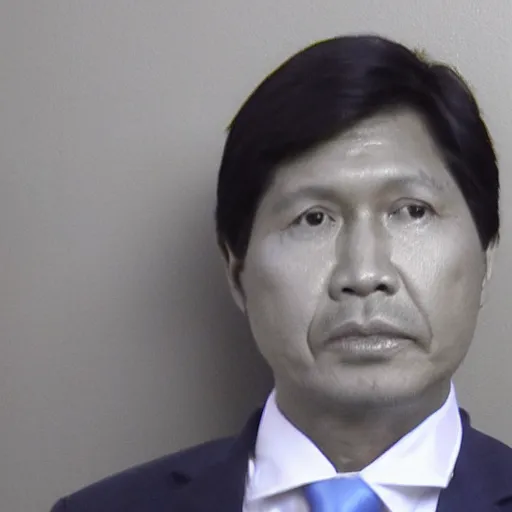 Image similar to mugshot photo of BongBong Marcos, realistic,