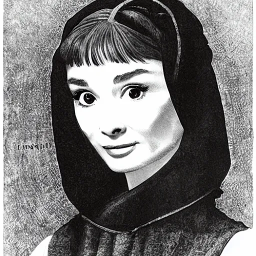 Image similar to audrey hepburn art by leonardo da vinci