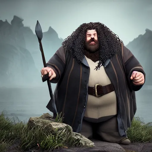 Image similar to hagrid, clash royal style characters, unreal engine 5, octane render, detailed, cinematografic, cinema 4 d